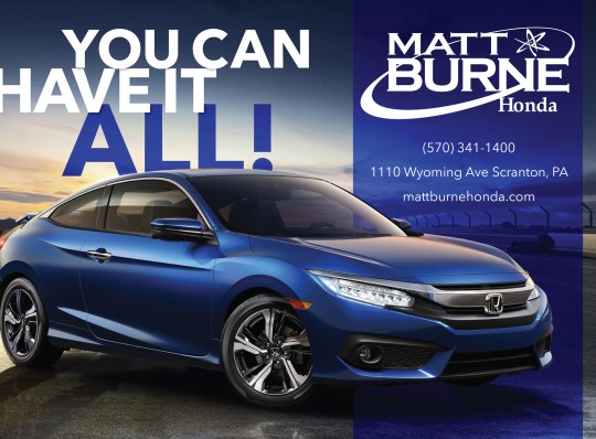 Matt Burne Honda Generic Half Page Print Ad Horizontal