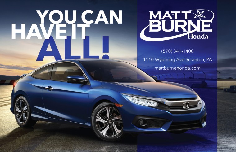 Matt Burne Honda Generic Half Page Print Ad Horizontal