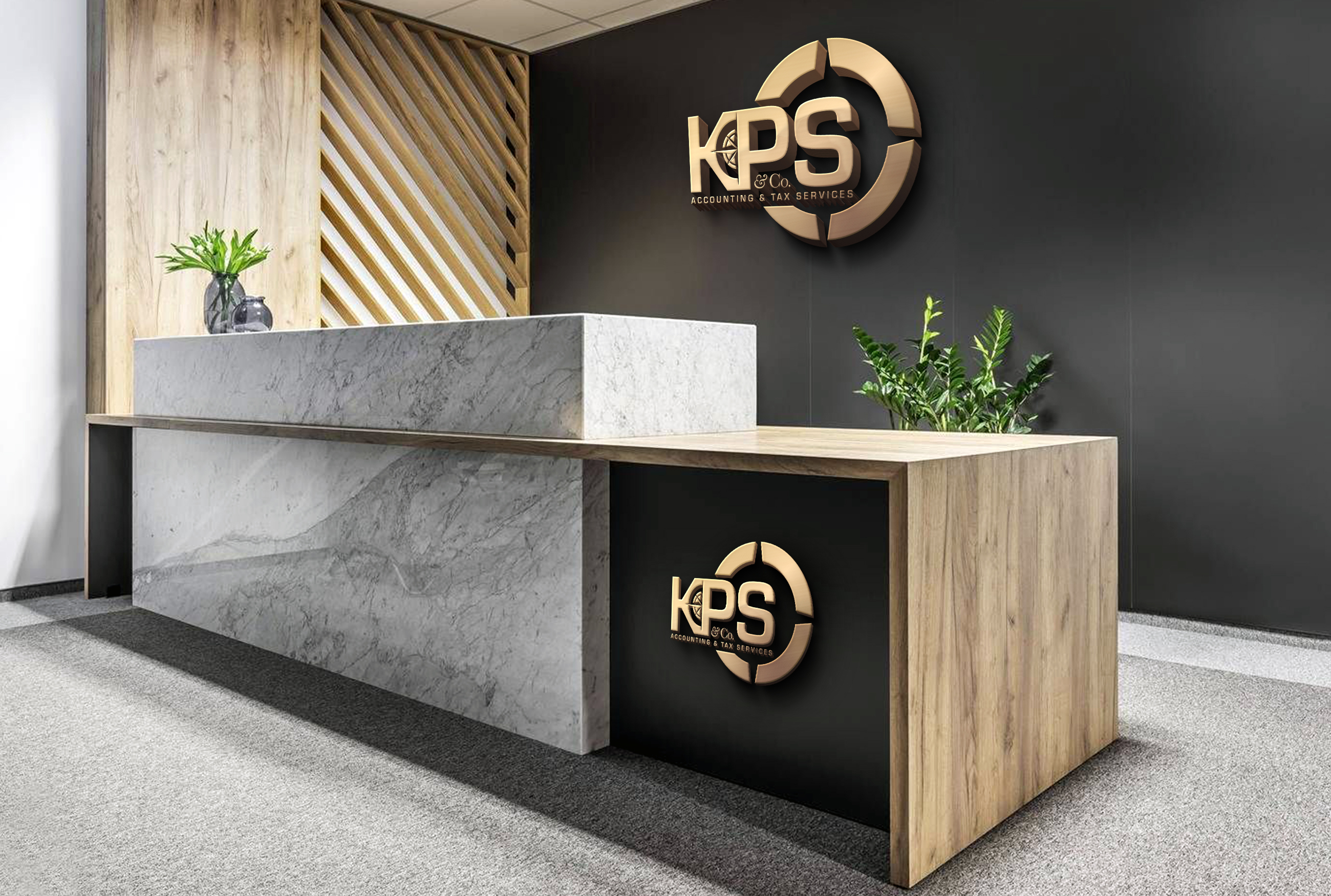 KPS Accounting & Tax Logo Reception Desk